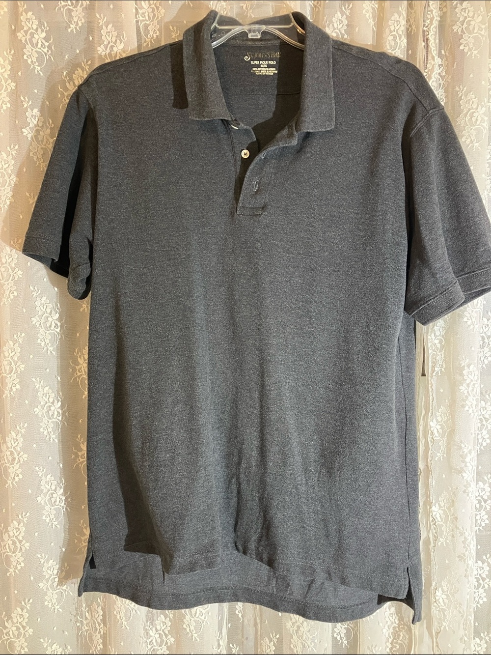 St John’s Bay Men's Charcoal Heather 3 Button Polo
